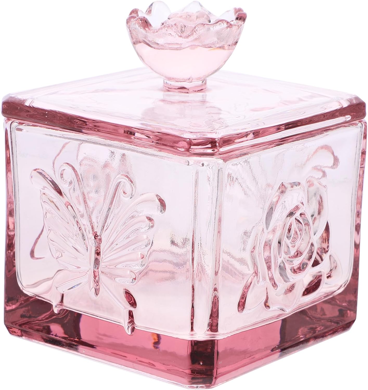 Glass Grain Storage Jar with Lid Large Airtight Pink Food Canister for Tea Coffee Sugar and Dried Goods Preservation