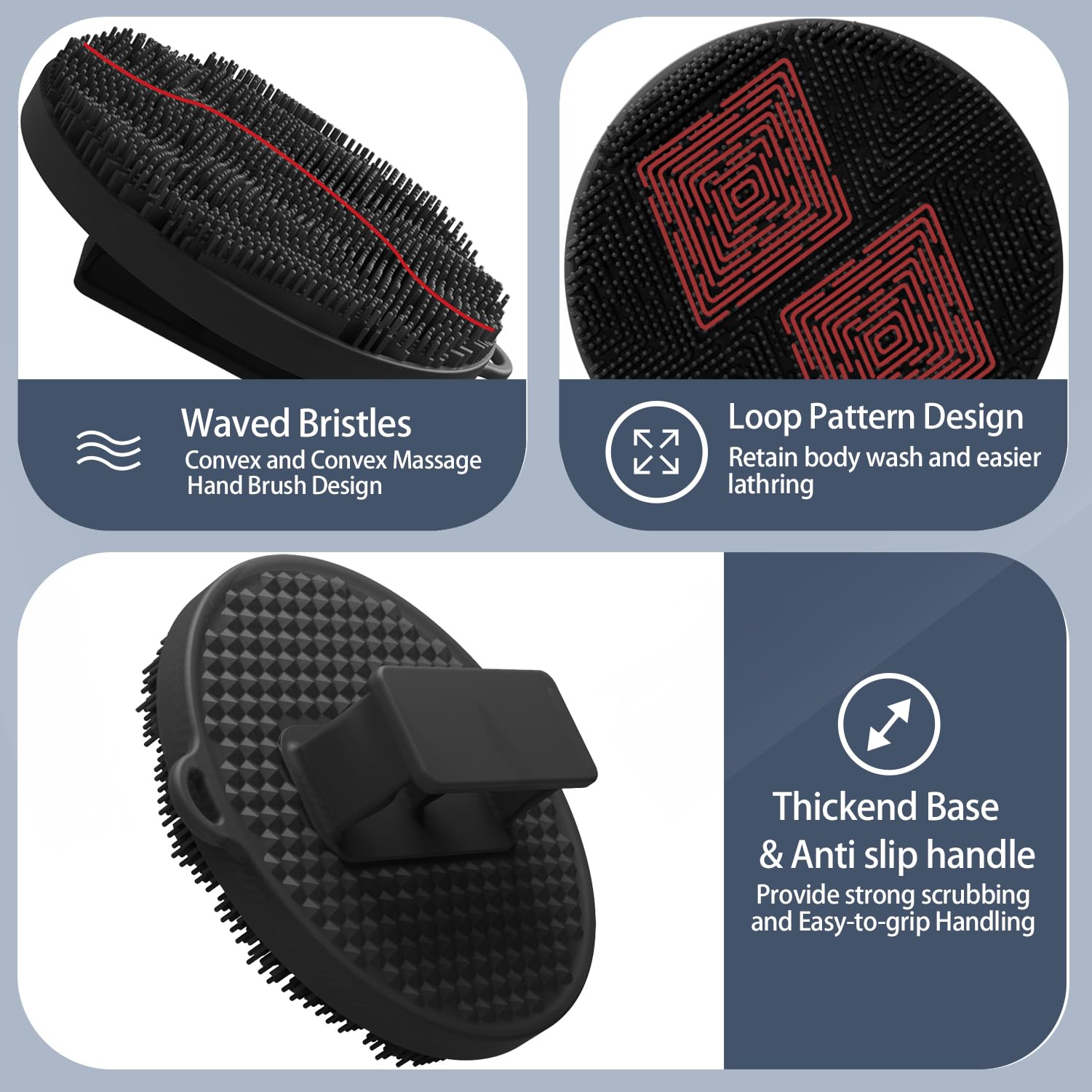 Silicone Body Scrubber-Silicone Shower Brush for Gentle Exfoliating & Lathering with Body Scrub & Wash, Durable & Hygienic - Image 2