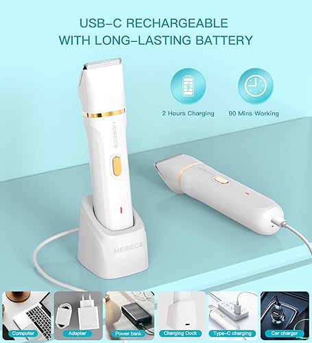 Miniatura 7 de Recortadora de bikini para mujer, maquinilla de afeitar eléctrica 3 en 1 para mujeres con recortadores faciales y afeitadora íntima para pieles