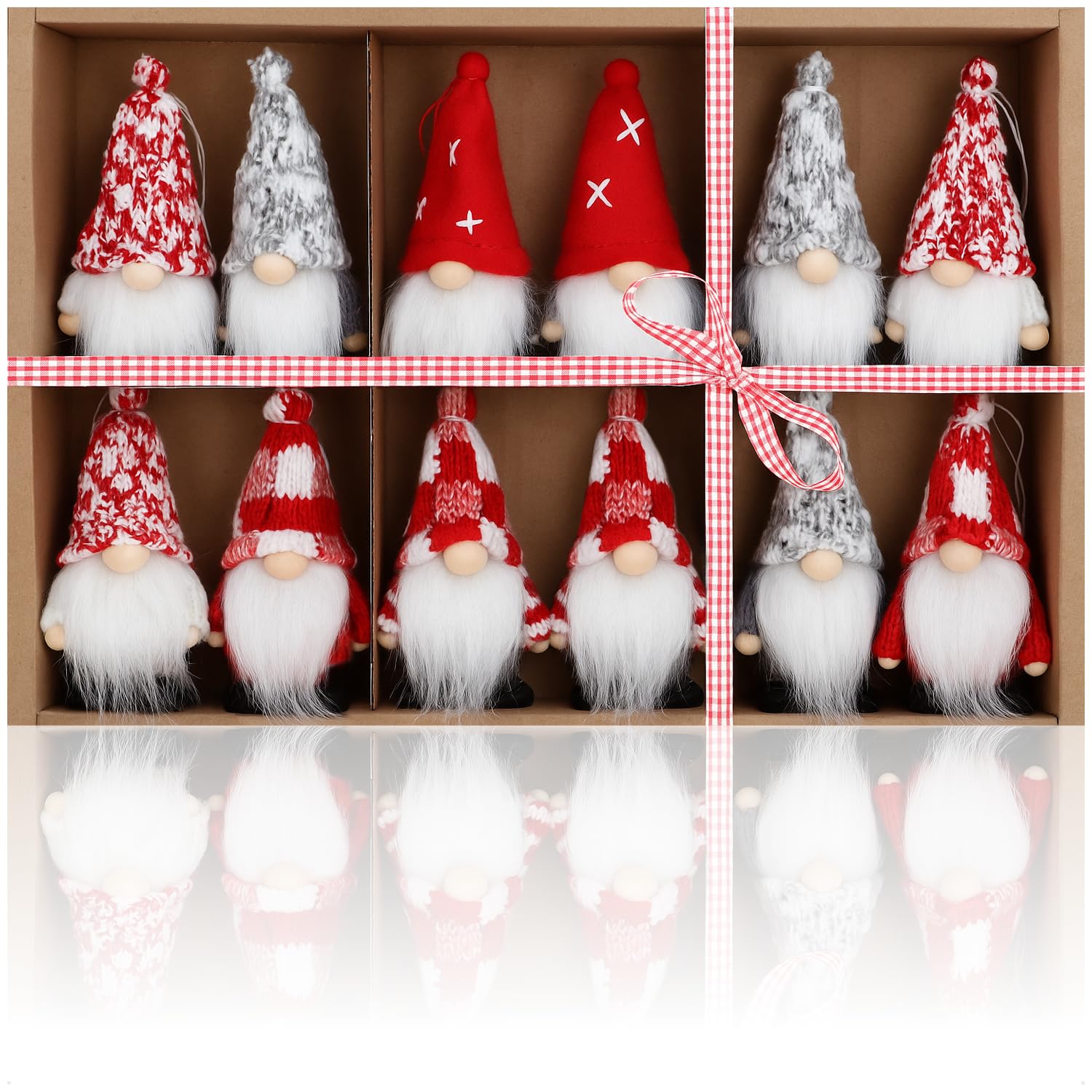 COM-FOUR® 12x premium Santa Claus pendants for the Christmas tree, enchanting Christmas tree figurine pendants as tree hangings, Christmas decorations or gift tags