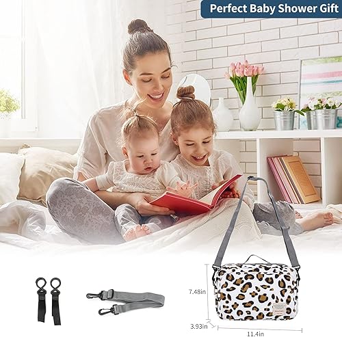 Miniatura 6 de Mini bolsa de pañales antideslizante para cochecito, organizador de pañales para pañales con bolsillo aislado, correas de cochecito y correa de