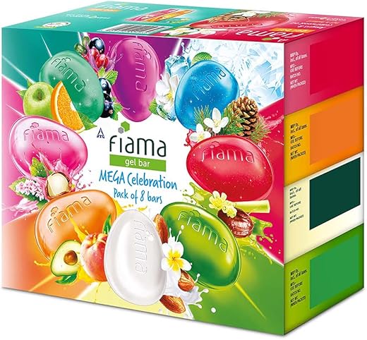 Fiama Gel Bathing Bar Mega Celebration Pack, With 8 Unique Gel Bars, Skin Conditioners For Moisturized Skin, 1000g (125g – Pack of 8), Soap for…