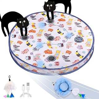 GoldenSun Katzenspielzeug, Bewegungs-Zwitscher-aktivierter Beweglicher Ball, Matten-Mäusefangspiel Blau, 5-Loch-Versteckspiel für Katzen im Innenbereich product image