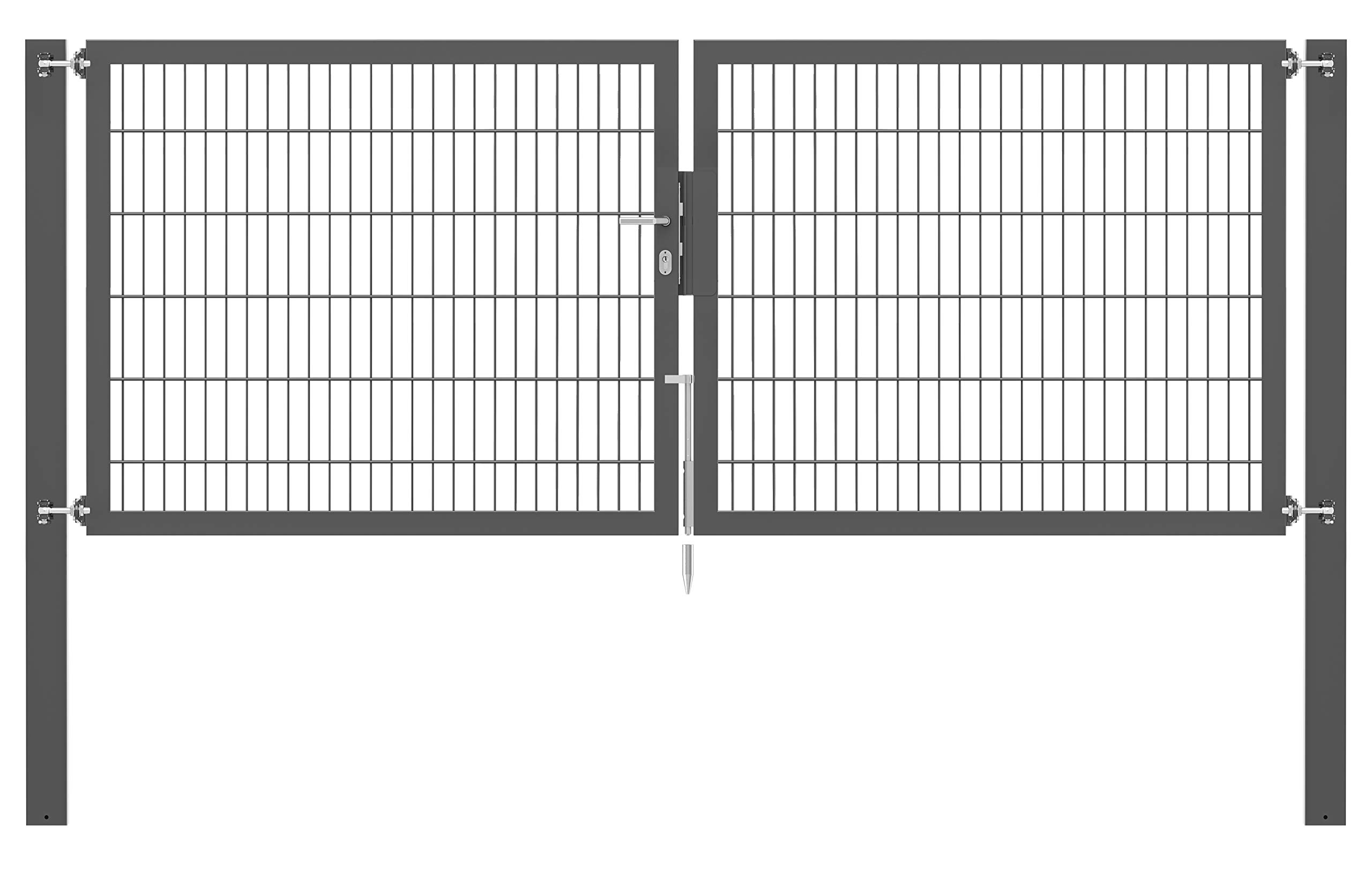 Alberts 637170 Doppeltor Flexo Plus mit Zubehör | verschiedene Breiten und Höhen | Pfostenstärke 100 x 100 mm | anthrazit | Breite 300 cm | Höhe 120 cm