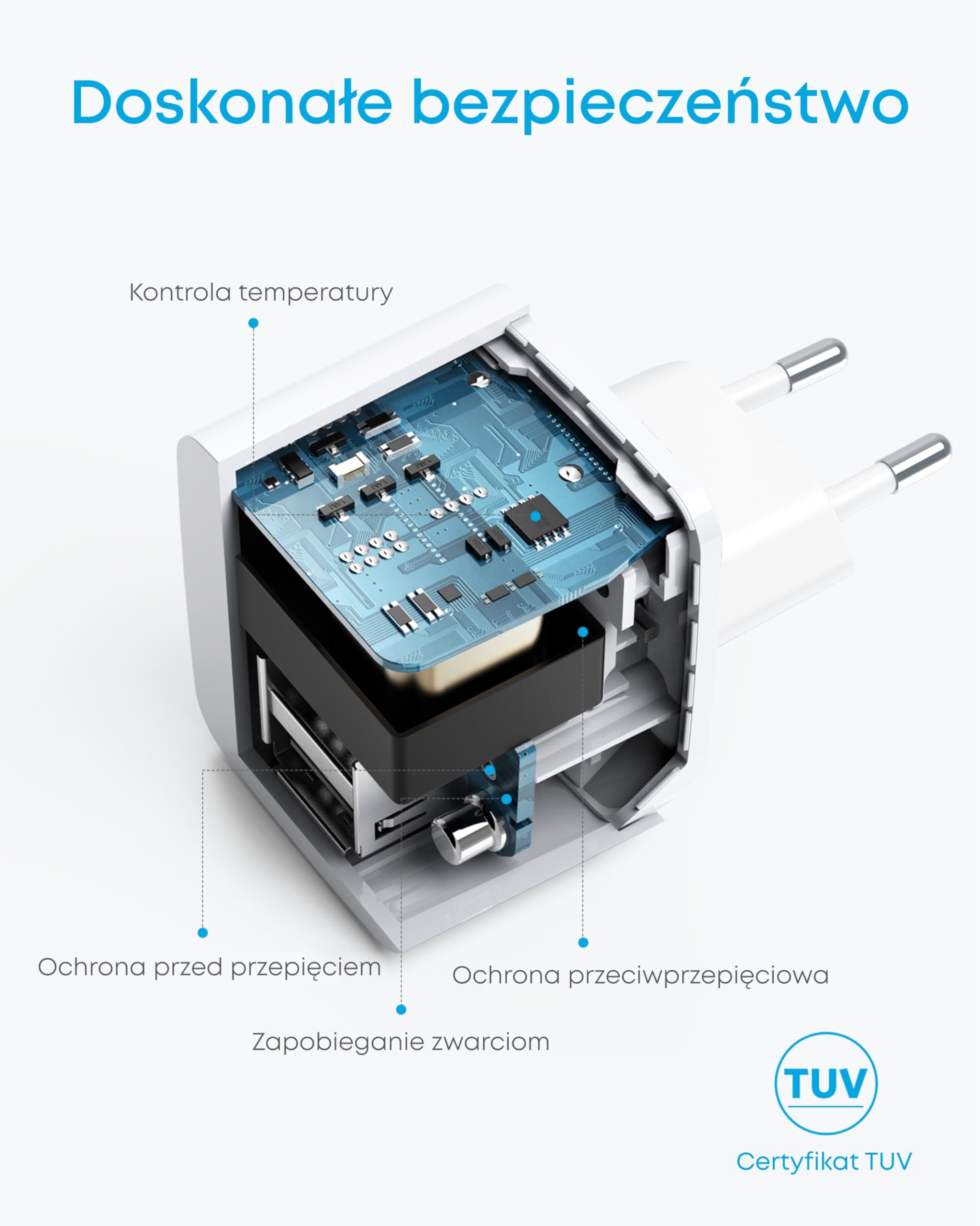 Podwójna ładowarka ścienna Anker PowerPort Mini, wyjątkowo kompaktowa ładowarka USB, wyjście 2,5 A dla iPhone'a XS/XS Max/XR/X/8/7/6/Plus, iPada Pro/Air 2/Mini 4, Samsunga i wielu innych