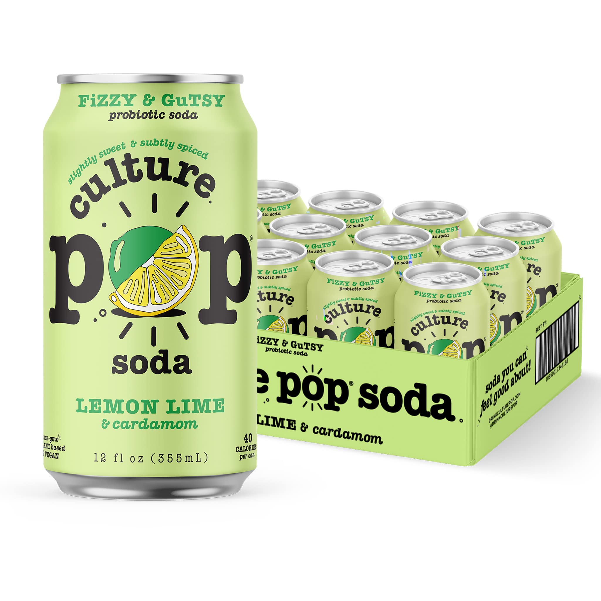 Buy Culture Pop Soda Sparkling Probiotic Drink, 40 Calories Per Can, Vegan Soda for Gut , Non