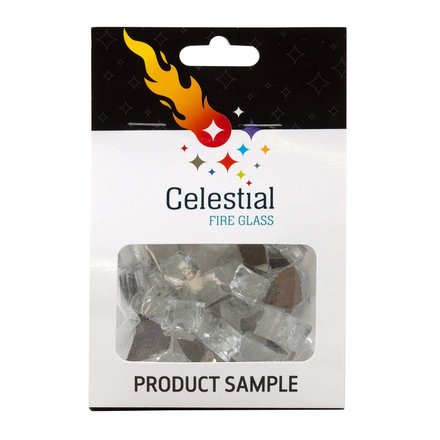Celestial Fire Glass - Diamond Starlight - 1/2 Inch Reflective Tempered Fire Glass – 2 oz. Sample