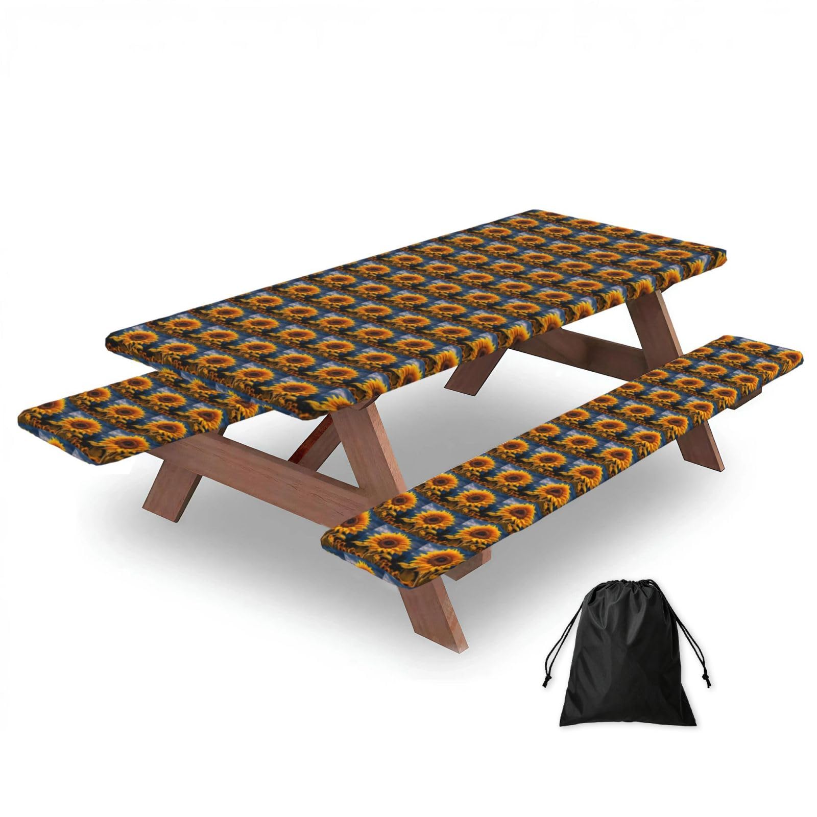 AYYQWE Beautiful Sunflower 2 Print Picnic Table Bench Cover Outdoor Garden Party Decor Daily Accessory Gift