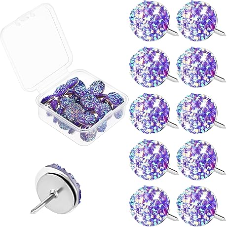 30Pcs Glitter Thumb Tacks for Decorative Push Pins