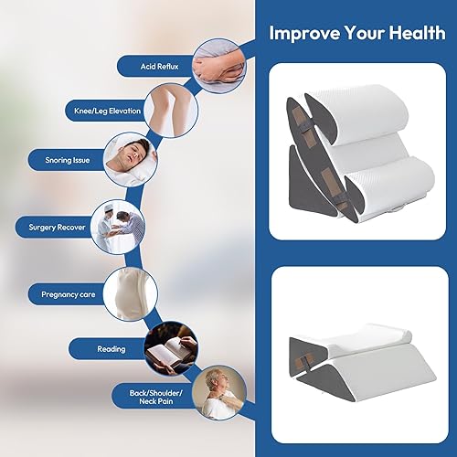 Miniatura 8 de Juego de 6 almohadas de cuña para después de la cirugía, almohada de cuña de cama después de la cirugía, almohadas de cuña para aliviar el dolor de