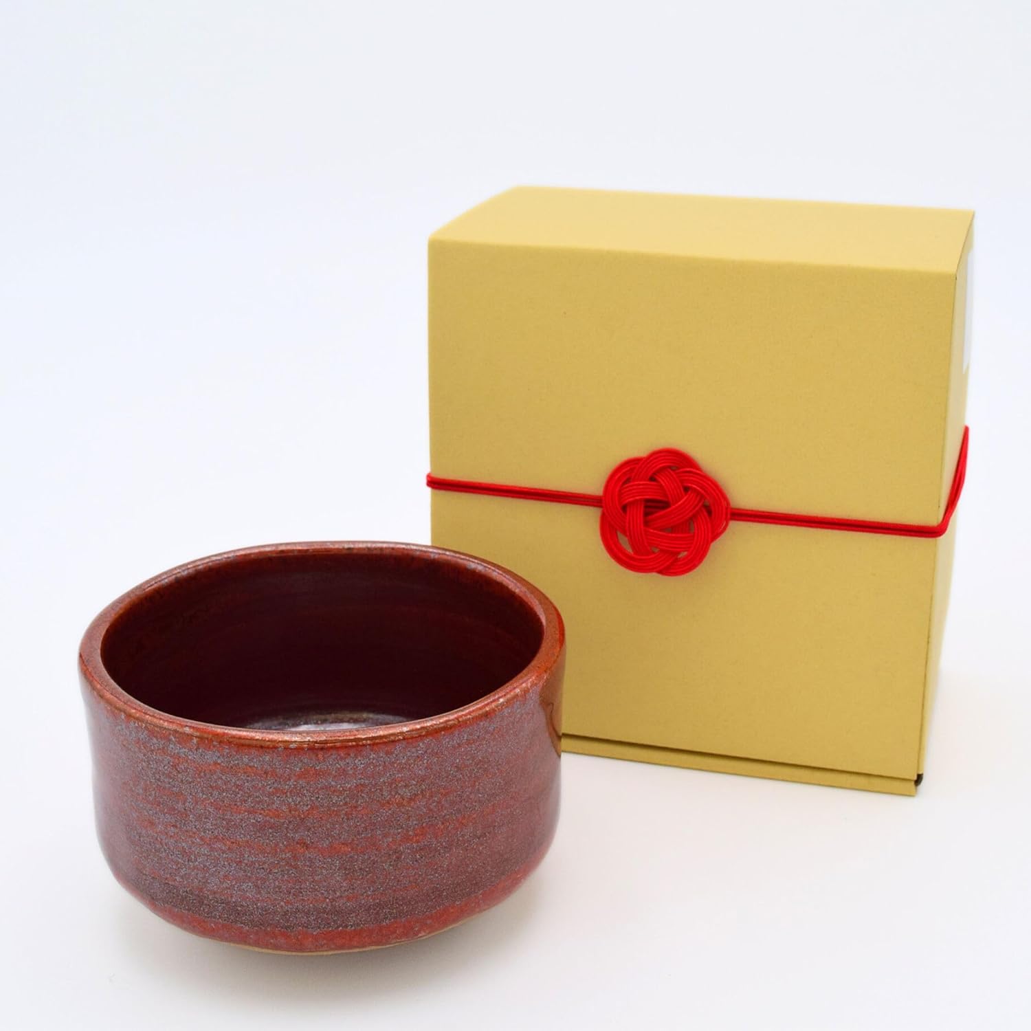 Product of Gifu Japan Ceramic Matcha Bowl, Handmade Chawan Japanese Green Tea Cup, Matcha Mixing Bowl, 400ml 13.6 oz, Brush Stroke Pattern, Red, Japanese Gifts