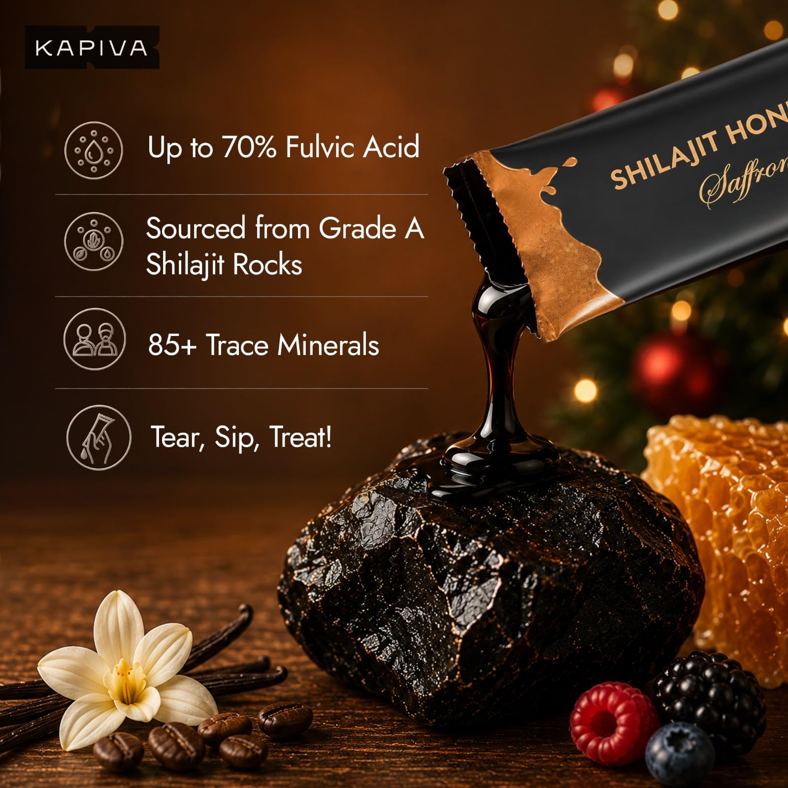 Calendario de Adviento_Shilajit Honey Sips (24 sobres, 5 g cada uno) - 10 sabores