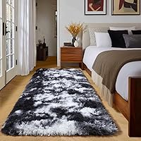 Vista 15 de Amdrebio alfombras azules y púrpuras de arcoíris de sirena para decoración de habitación de niñas, alfombras de área de 5 x 8 pies mullidas y kawaii