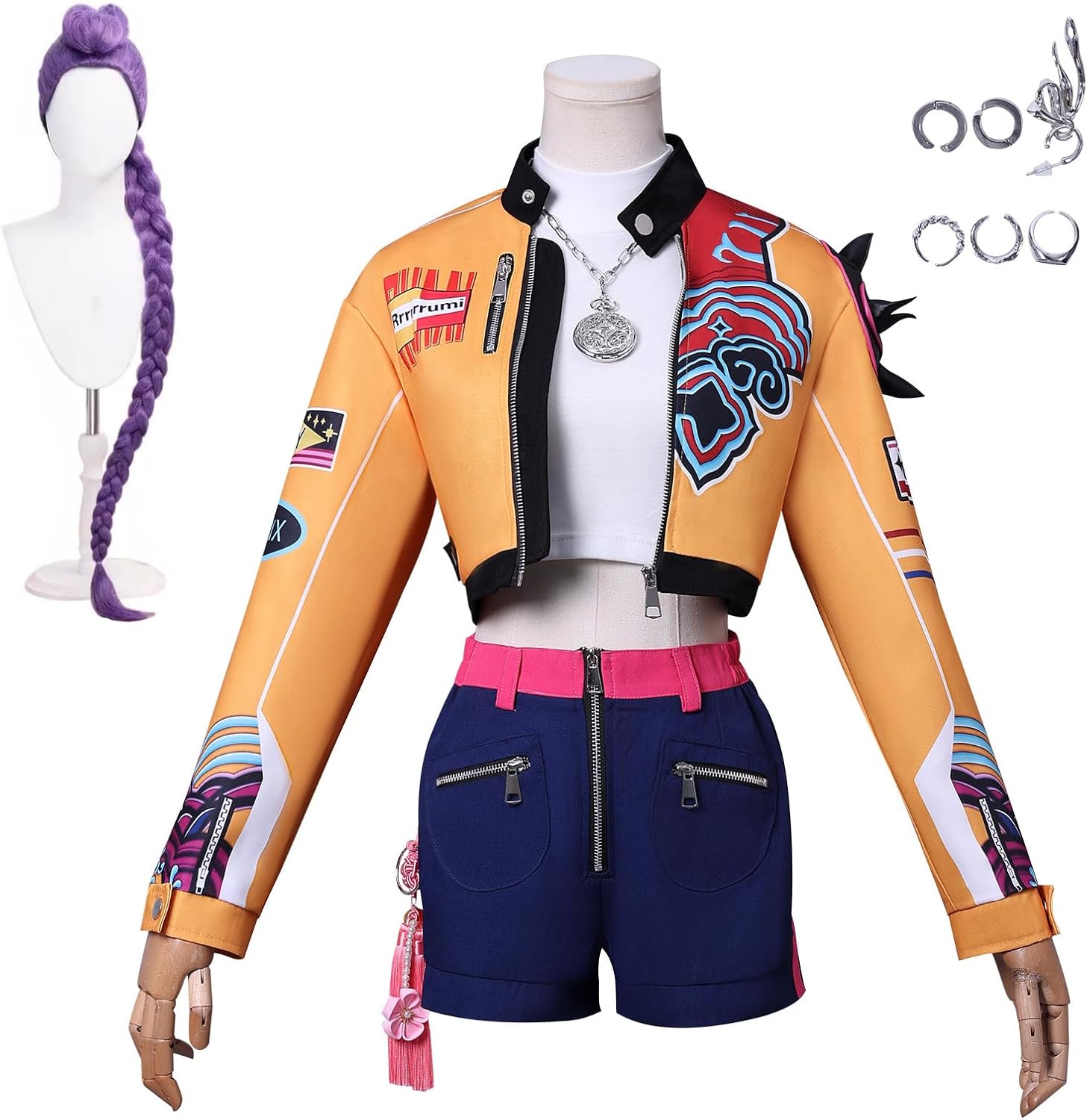 [DMCXEK] K-POP ガールズ！デーモン・ハンターズ コスプレ衣装セットウイッグ 付き子供用 ルミ ミラ ゾーイ コスプレ