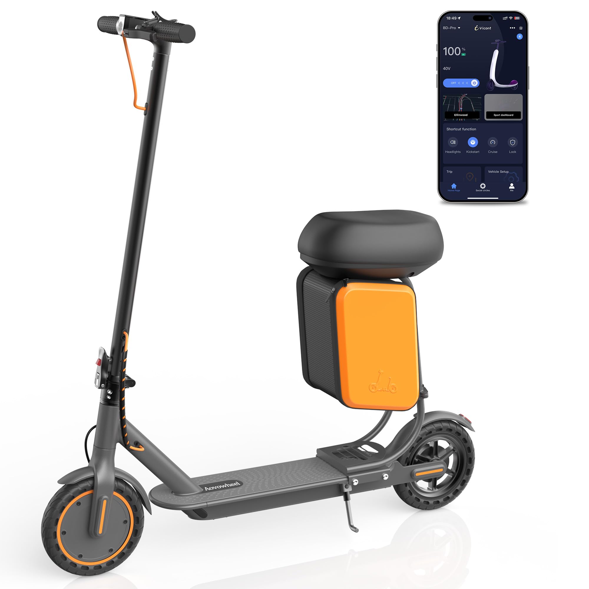 Aovowheel Electric Scooter for Adults, Folding E Scooter with 250W-500W Motor 16-24 Mph Top Speed, Max 15-60Miles Long Range,6.5''/8.5''/10''/14'' Solid Tires Commuting Scooters, Dual Brakes