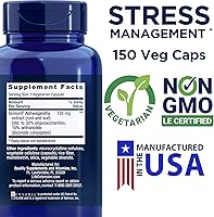 Vista 2 de Life Extension Ashwagandha optimizada, 150 cápsulas vegetarianas sin OMG, sin gluten, cápsulas vegetarianas