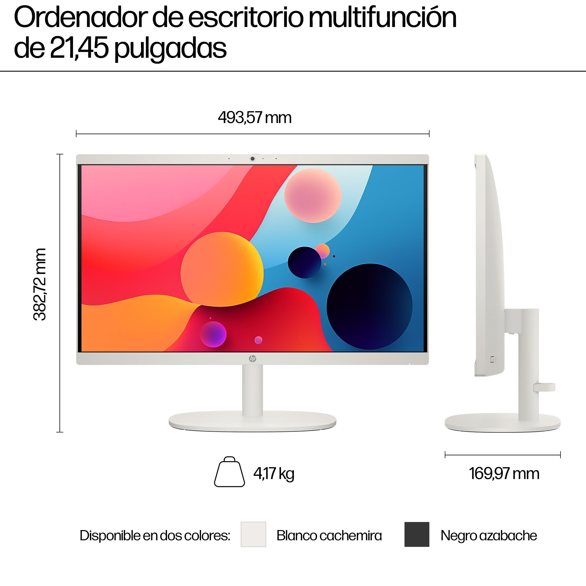 HP All-in-One 22-dg0014ns - Ordenador de 21.5" (Intel N100, 8GB RAM, 256GB SSD, Intel UHD Graphics, Windows) - White - Teclado QWERTY Español — view 7