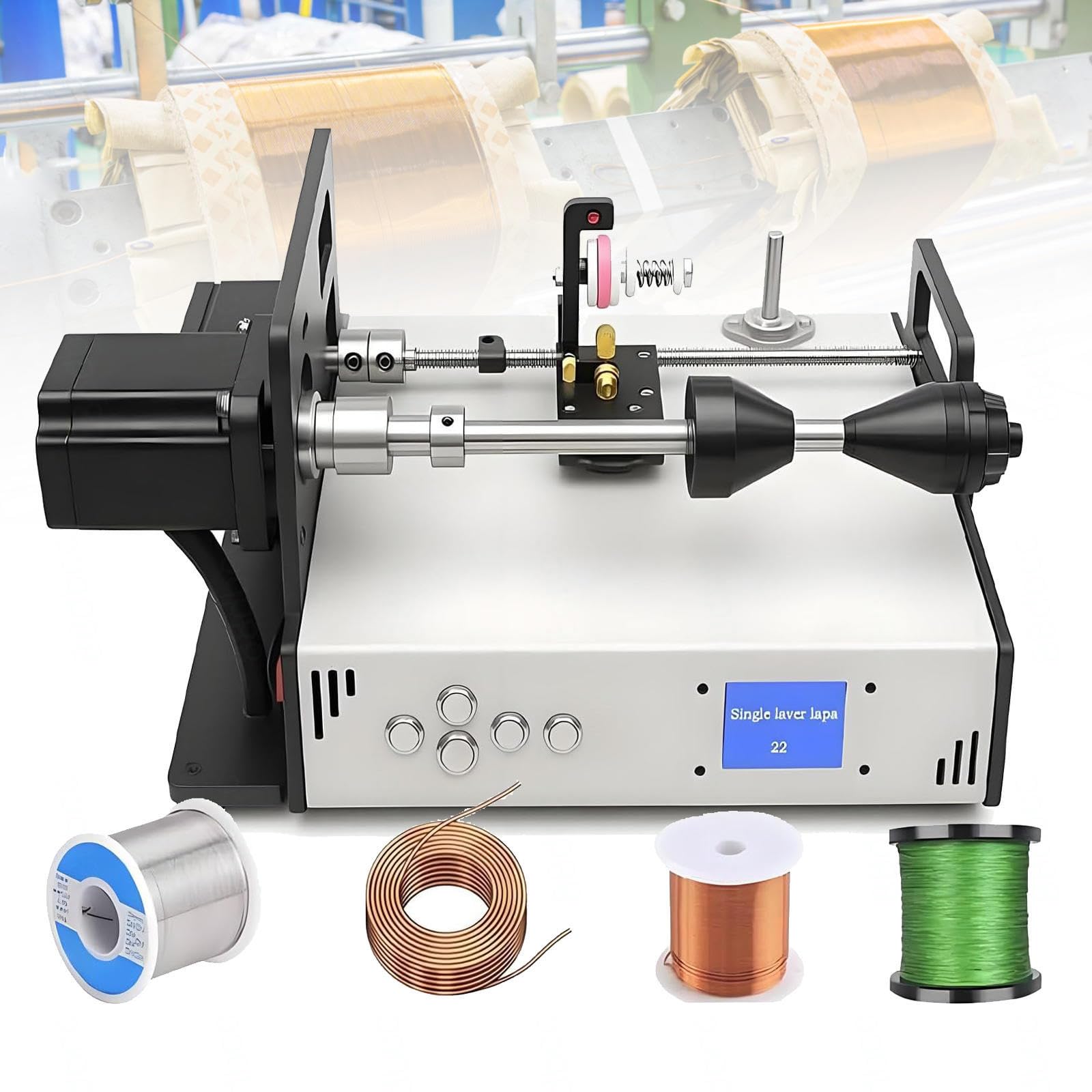 Automatic Coil Winding Machine, CNC Smart Winder 0.02-1.0mm, 120-900 Rpm High Speed Winding Machine with Tension Control & Parameter Memory for Coils, Fishing Lines, Silk Threads