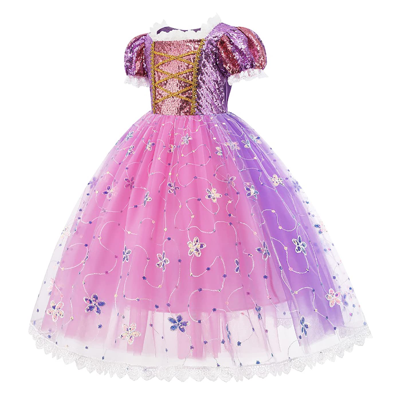 Kosplay Niña Princesa Rapunzel Vestido Niña Disfraz de Princesa con Accesorios Vestido de Princesa Tul Maxi Cumpleaños Fiesta Cosplay Navidad Halloween Carnaval Bautizo Vestidos