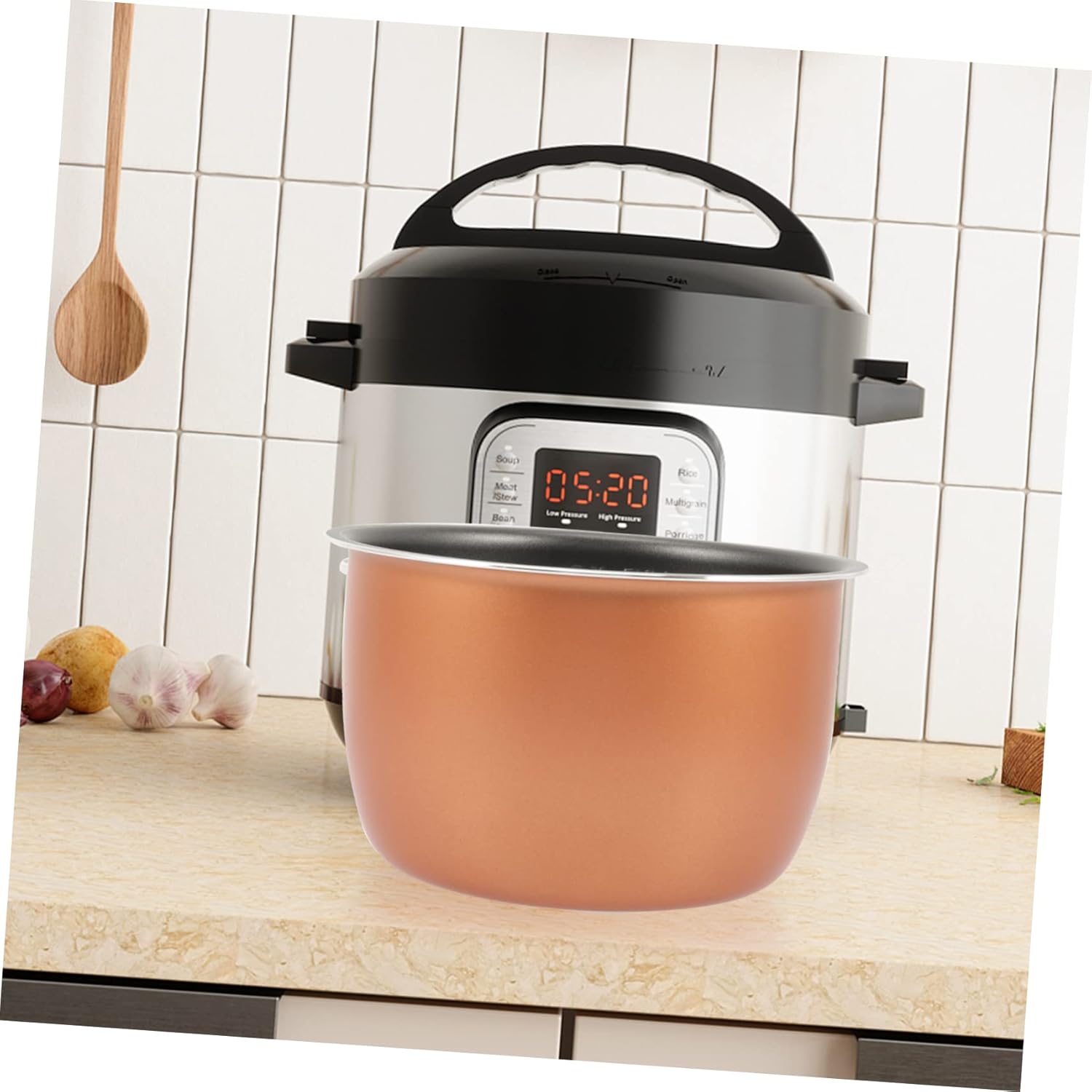UPKOCH Rice Cooker Inner Pot Replacement Stainless Steel Non-Stick Cooking Pot 7.08In Multi-Function Inner Cooking Suitable for Rice Cooker Accessories Kitchen Use