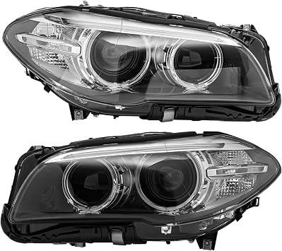 Front Headlights Assembly Left+Right Side for 2014-2017 BMW 5 Series F10/F18 w/LED DRL Projector Driver & Passenger Head Lights Direct Replacement Headlamps Assy Set