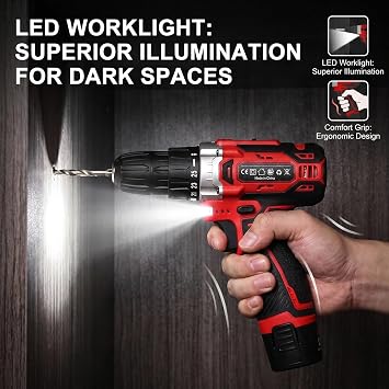 TLGREEN 138-Piece Tool Kit Set,Toolbox with 12V Cordless Drill for Home DIY