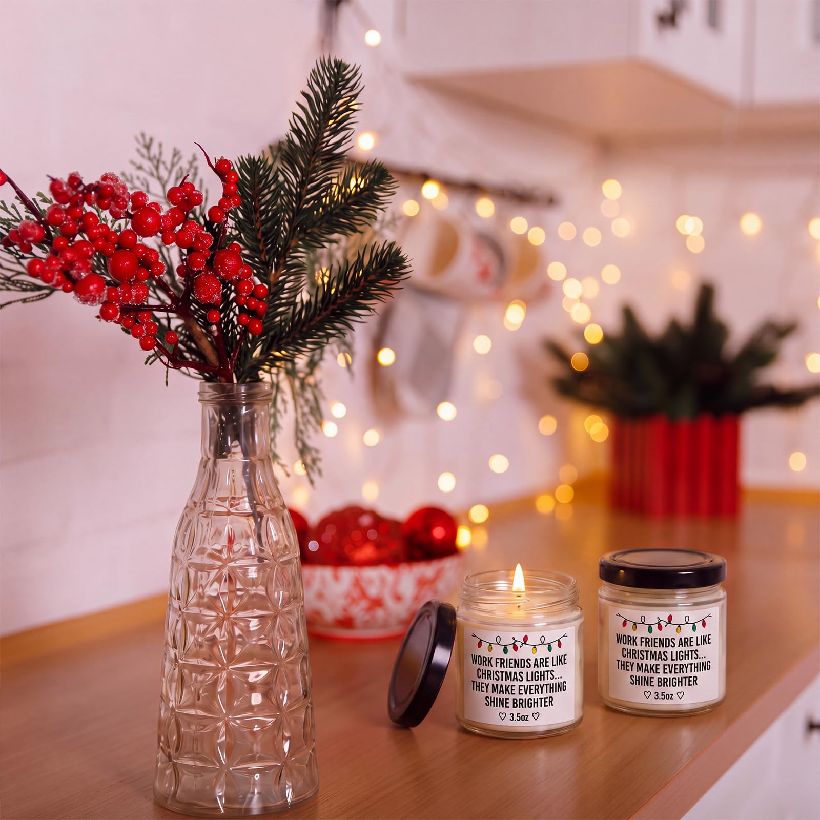 Conelist Confezione da 10 candele profumate natalizie per colleghi, regalo di ringraziamento per squadre, ufficio, aziende, decorazioni per la casa (luce di Natale)