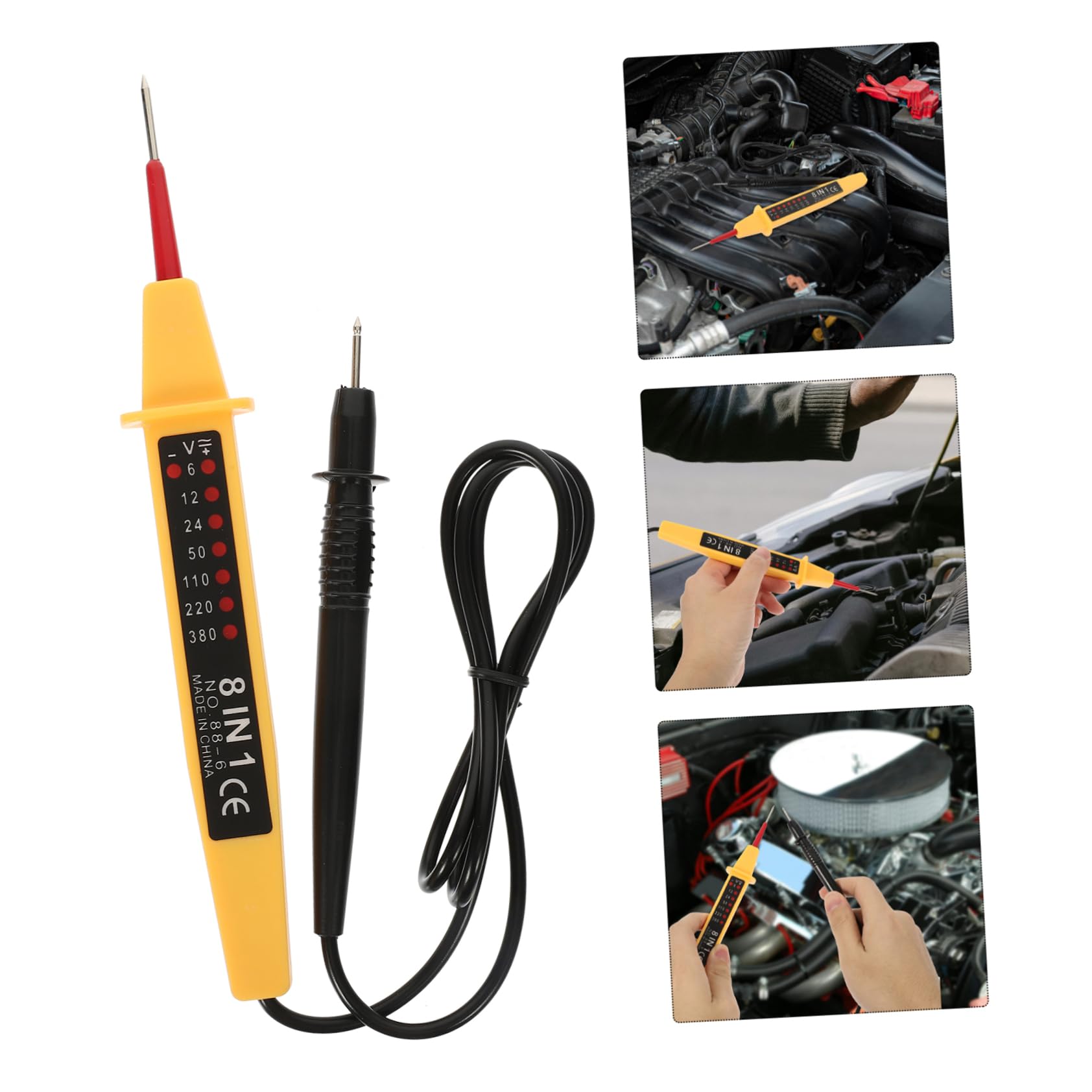 SOLUSTRE 4pièces Testeur De Tension Électrique Détecteur De Circuits Automobiles Outil Pratique Et Léger Pour Vérification De Voltage Et Continuité Conception Ergonomique Pour