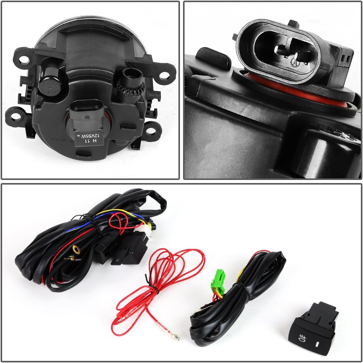 DNA MOTORING FL-ZTL-185-SM Fog Light Driver & Passenger Side Enhance visibility [Compatible with 12-15 Honda Pilot]