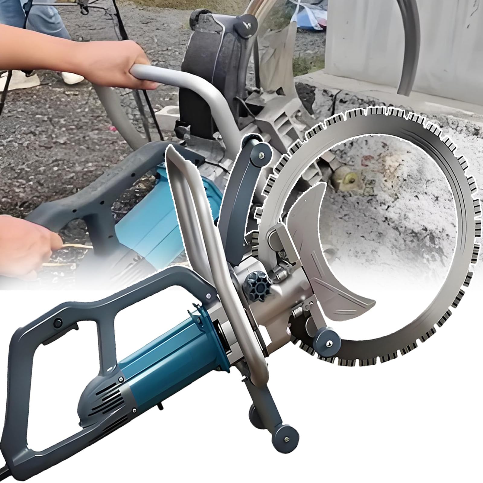 ErShangMao Water-Cooled 8800w Ring Saw With Water Pump Kit - 8800w Brushless Motor,29-50cm Thick Alloy Electric Concrete Saw - Fast Slotting For Granite/Stone Without Auxiliary Tools Cutting50cm