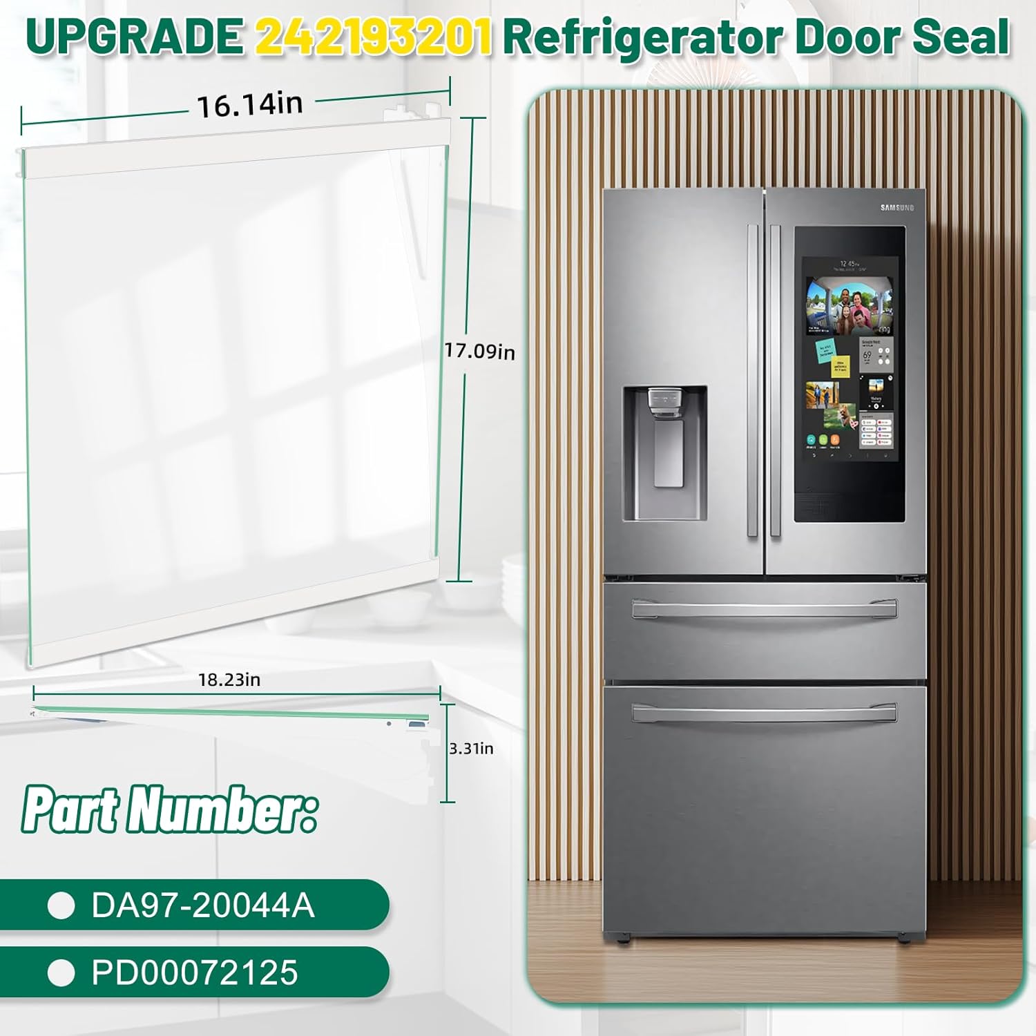 Upgraded DA97-20044A Refrigerator Glass Shelf Replacement Assembly Compatible with Samsung Fridge Glass Shelf Tempered Left Shelves Replace RF28R7351SG RF28R7201SR Refrigerator Parts