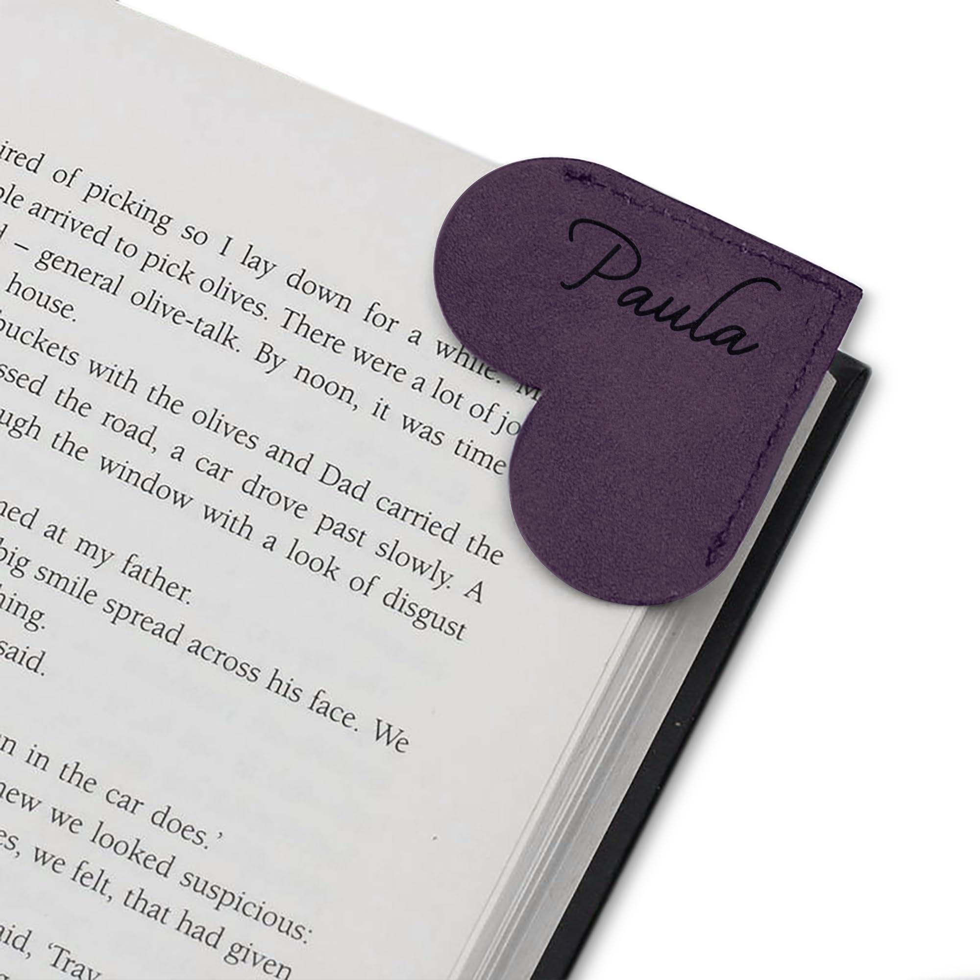 Hurley Burley London Personalised Laser Leather Heart Page Corner Bookmark Purple - Customisable Gift for Book Lovers