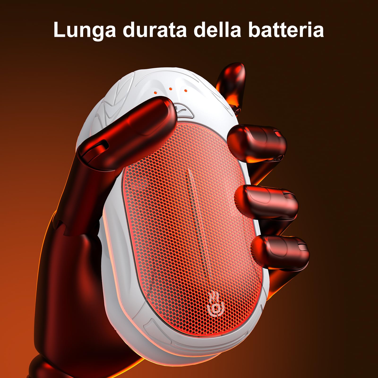 Scaldamani Elettrico 6000 mAh,OUTJUT 2 Pezzi Diviso Scaldamani Ricaricabile, Riutilizzabile Elettrico Scaldamani, USB a Ricarica Rapida, Calore con 3 Livelli per Raynauds e all'Aperto