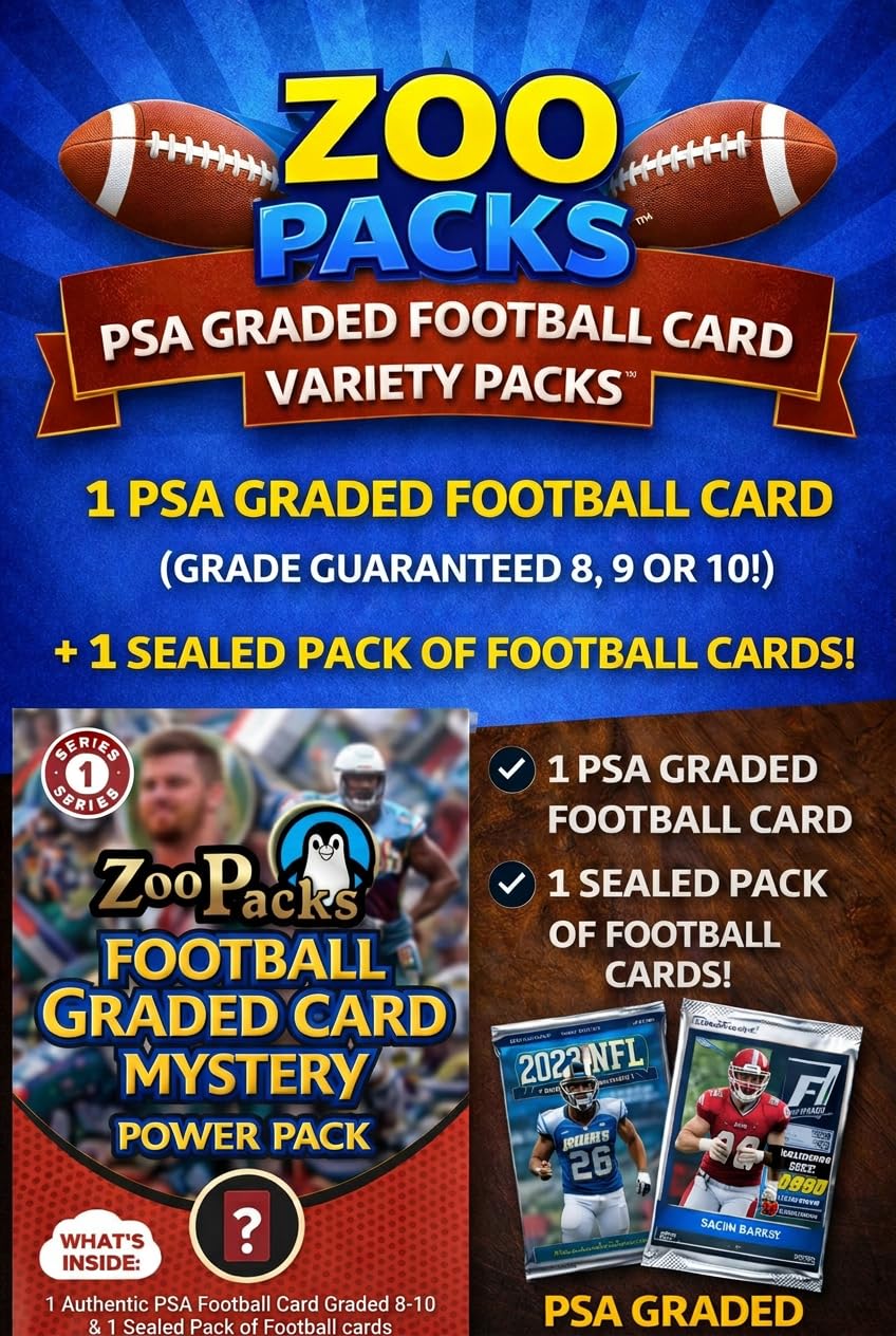 Amazon.com: PSA Football Graded Card Mystery Pack | PSA Graded Football Card  + 1 Sealed Pack of Cards | Grade 8+ Guaranteed