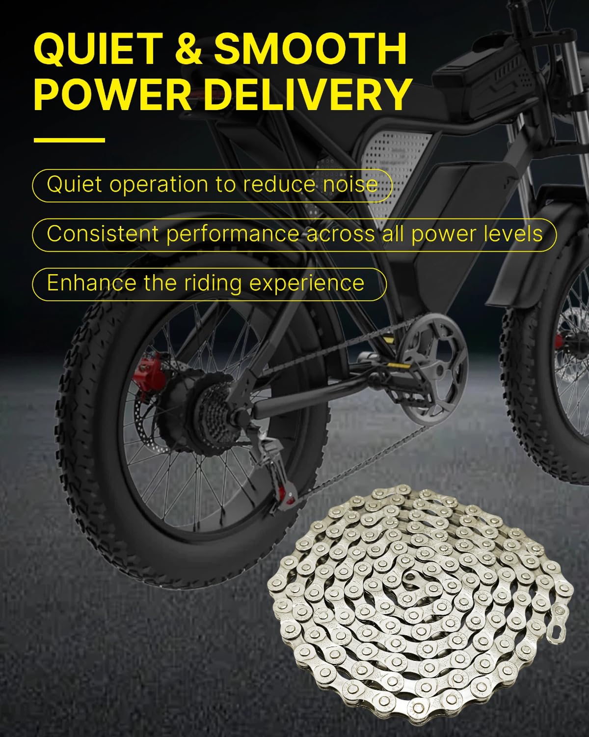 Heavy Duty Dirt Bike Chain for Ridstar Q20, Carbon Steel Electric Bike Chain, Upgrade Ebike Replacement Parts Accessories