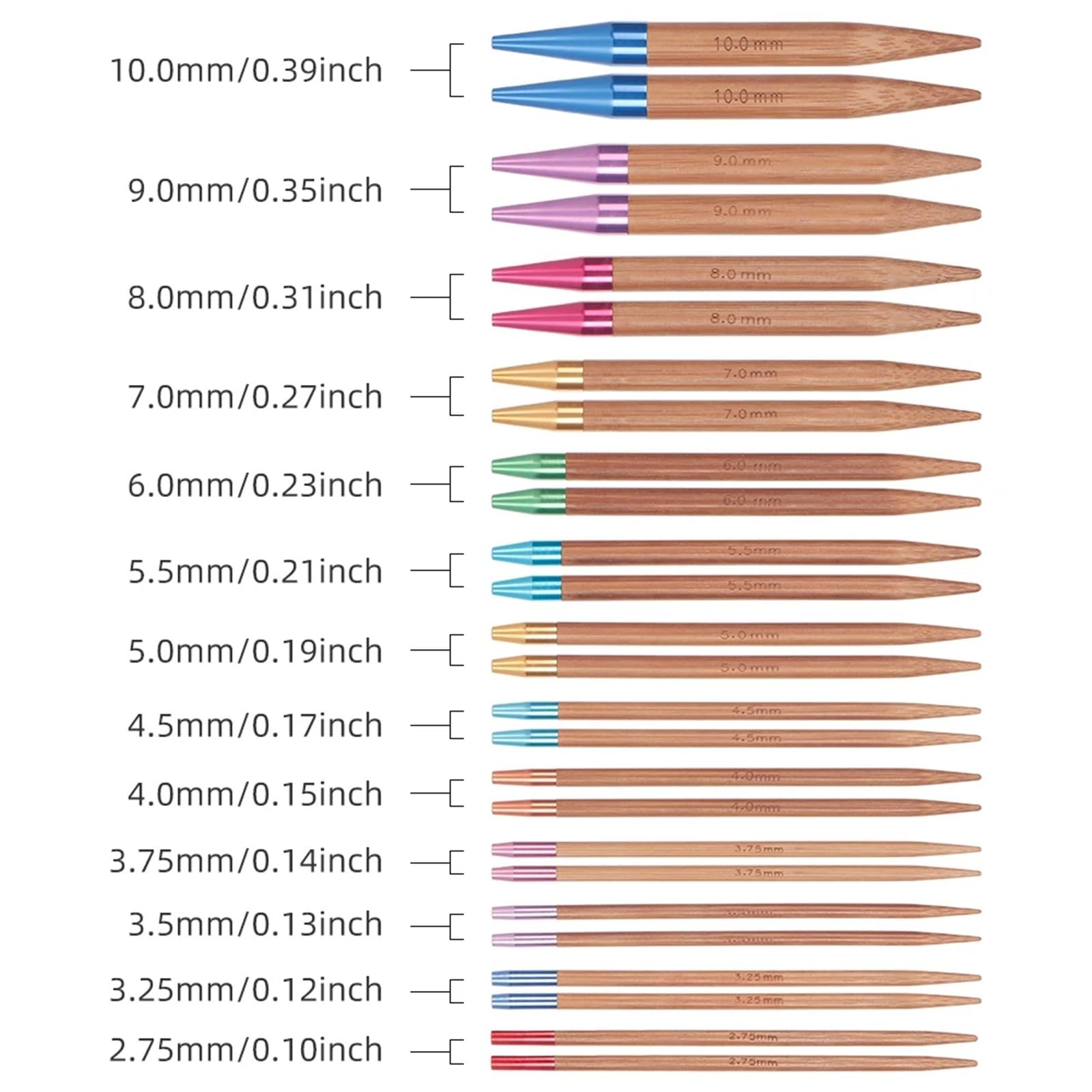 Agujas De Tejer Juego de 13 Pares de Agujas de Tejer Circulares de bambú Intercambiables, 2,75mm-10mm, un Gran Regalo for entusiastas del Tejido para Proyectos De Tejido