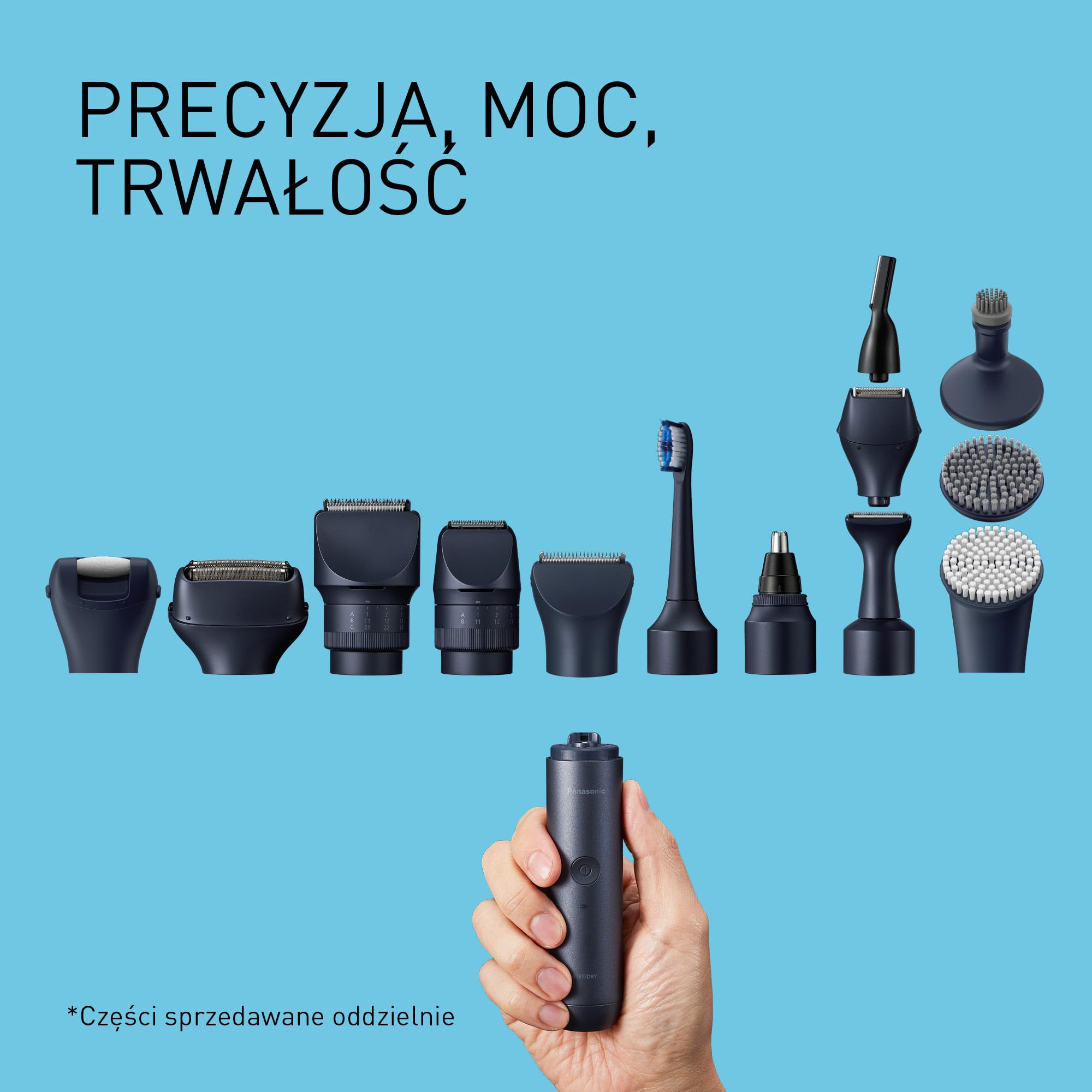 Panasonic ER-CDT1-A301 MULTISHAPE Modułowy System Do Pielęgnacji Osobistej Zestaw Nasadek do Precyzyjnego Golenia, Trymery do Brwi i Brody, Czarny