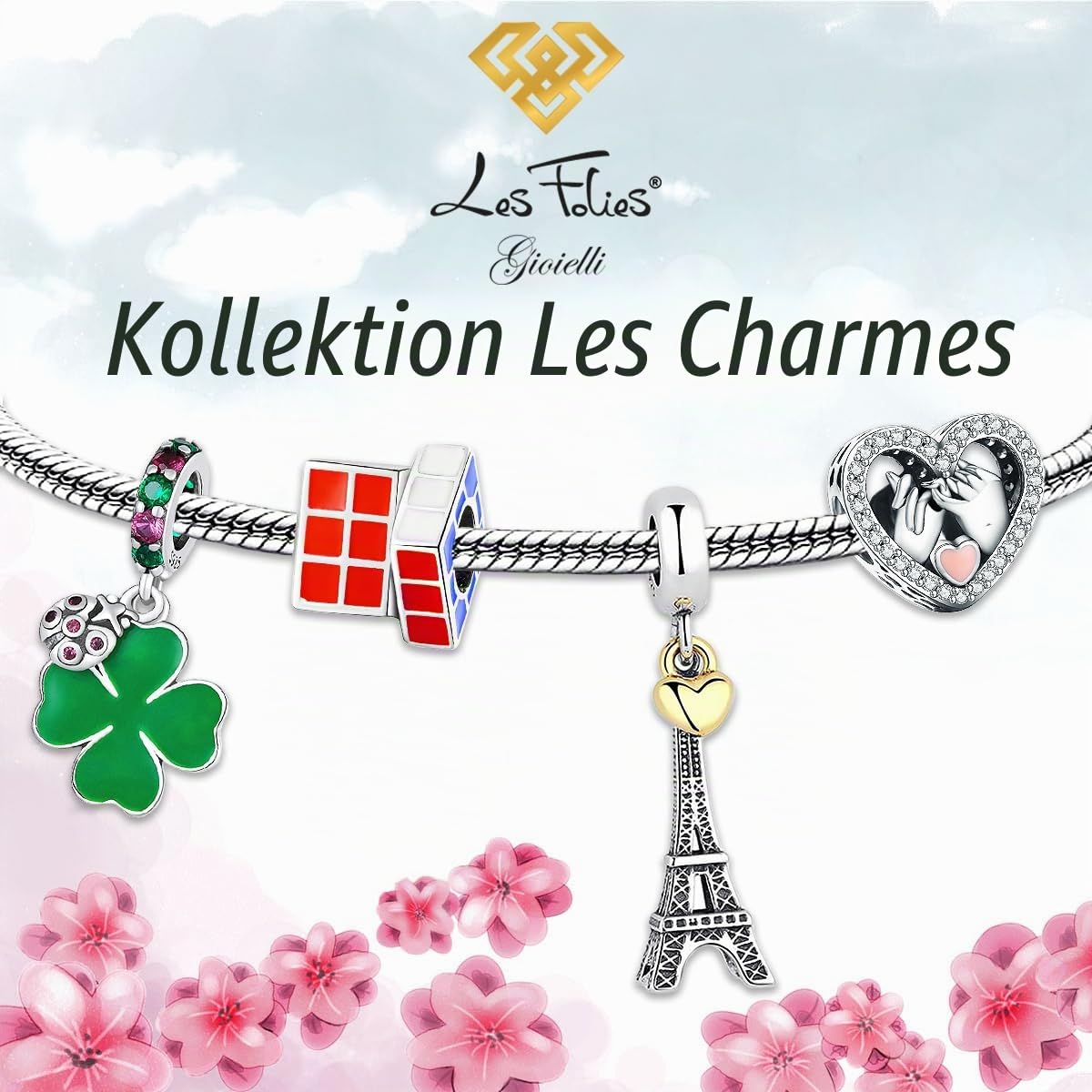 Charm Pizza Napoli Pizzaiolo Pizzeria Scheibe Gänseblümchen Anhänger aus 925er Silber - Les Folies für Pandora