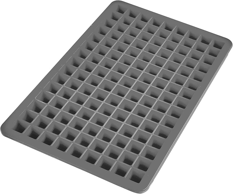 Mini Ice Cube Tray with Lid Small Tiny Ice Maker for Freezer, Silicone Mini Ice Cube Tray Small Square Nugget Ice Makes 135 Tiny Cubes BPA Free Stackable Dishwasher Safe Charcoal Gray Trays