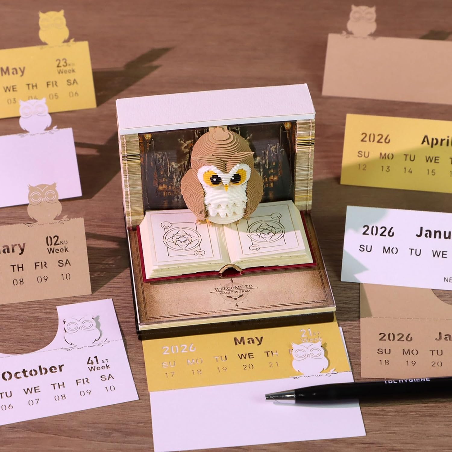 3D Calendar 2026, Time Piece Calendar 2026, Unique 3d Tear Away Memo Pad, Timepiece Weekly calendar 2026, DIY Paper Carving 3d Notepad Gift for Christmas, Office Desktop Decoration
