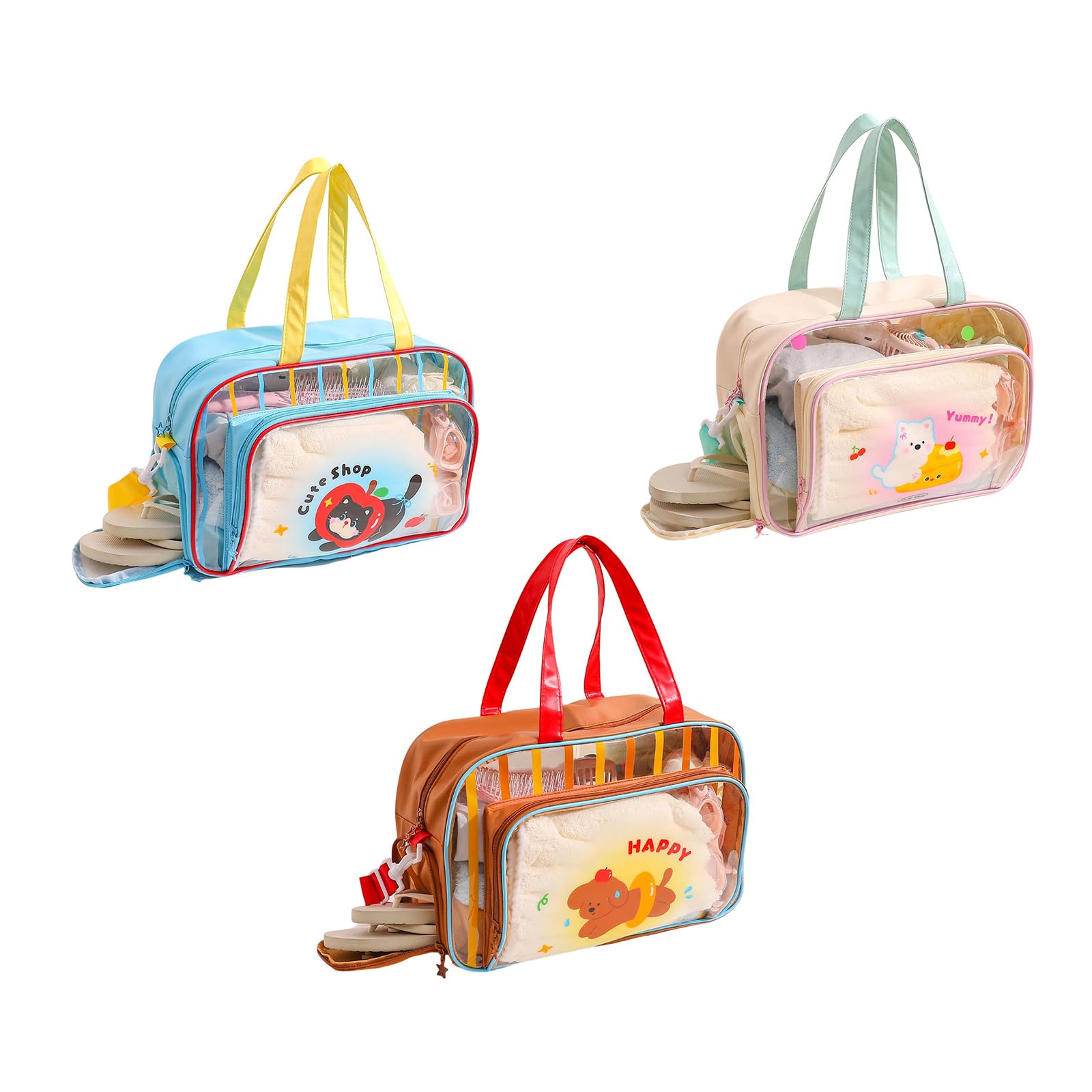 PANGBOER Pratica Borsa Impermeabile per Viaggi in Palestra, Nuoto in Spiaggia con Scomparti Separati e Borsa da Toilette da Viaggio con Tasca Frontale in PVC