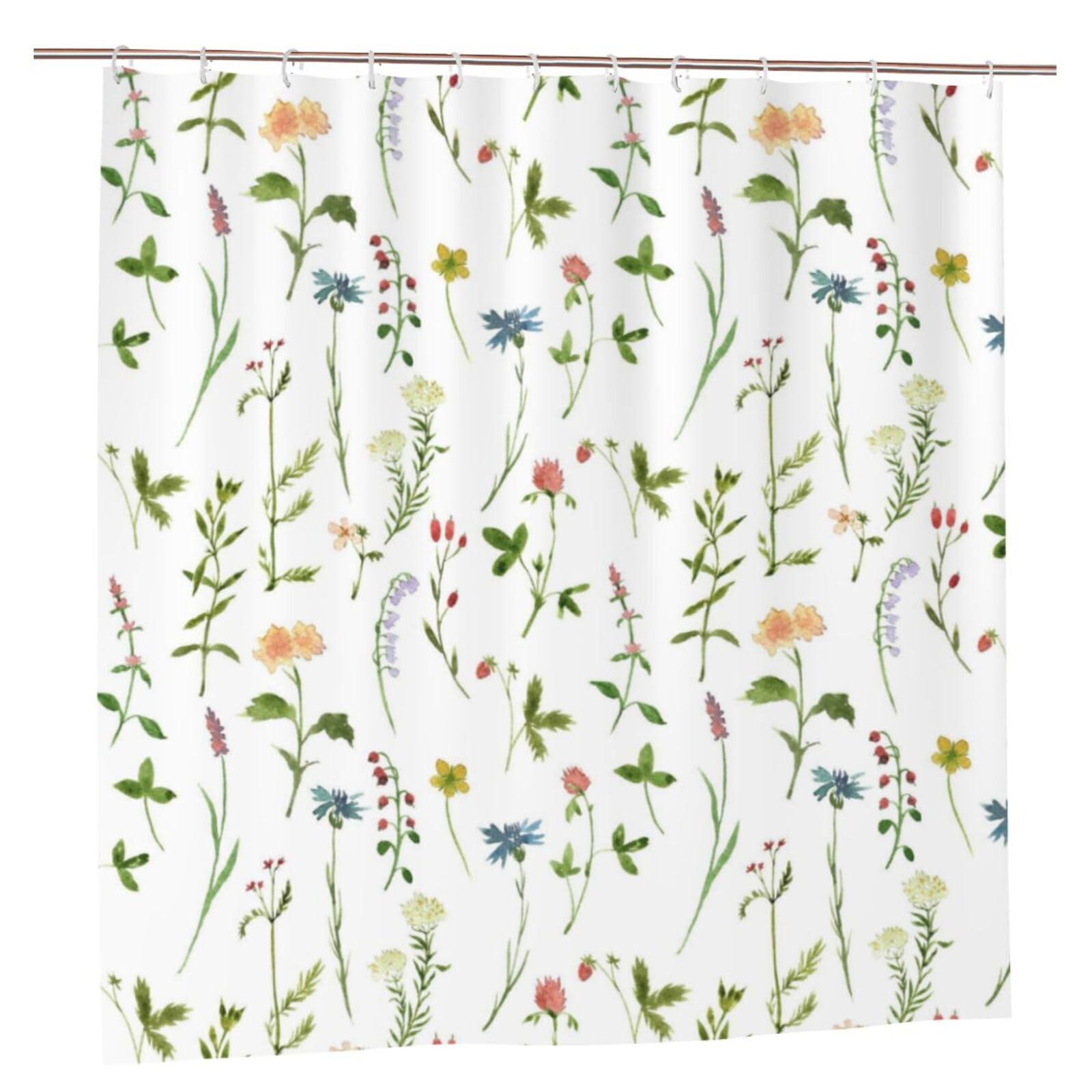 Oudrspo Polyester Fabric Shower Curtain - 70x70 Inch with Metal Grommets, Artistic Privacy Design, Spring Theme Themed Watercolors