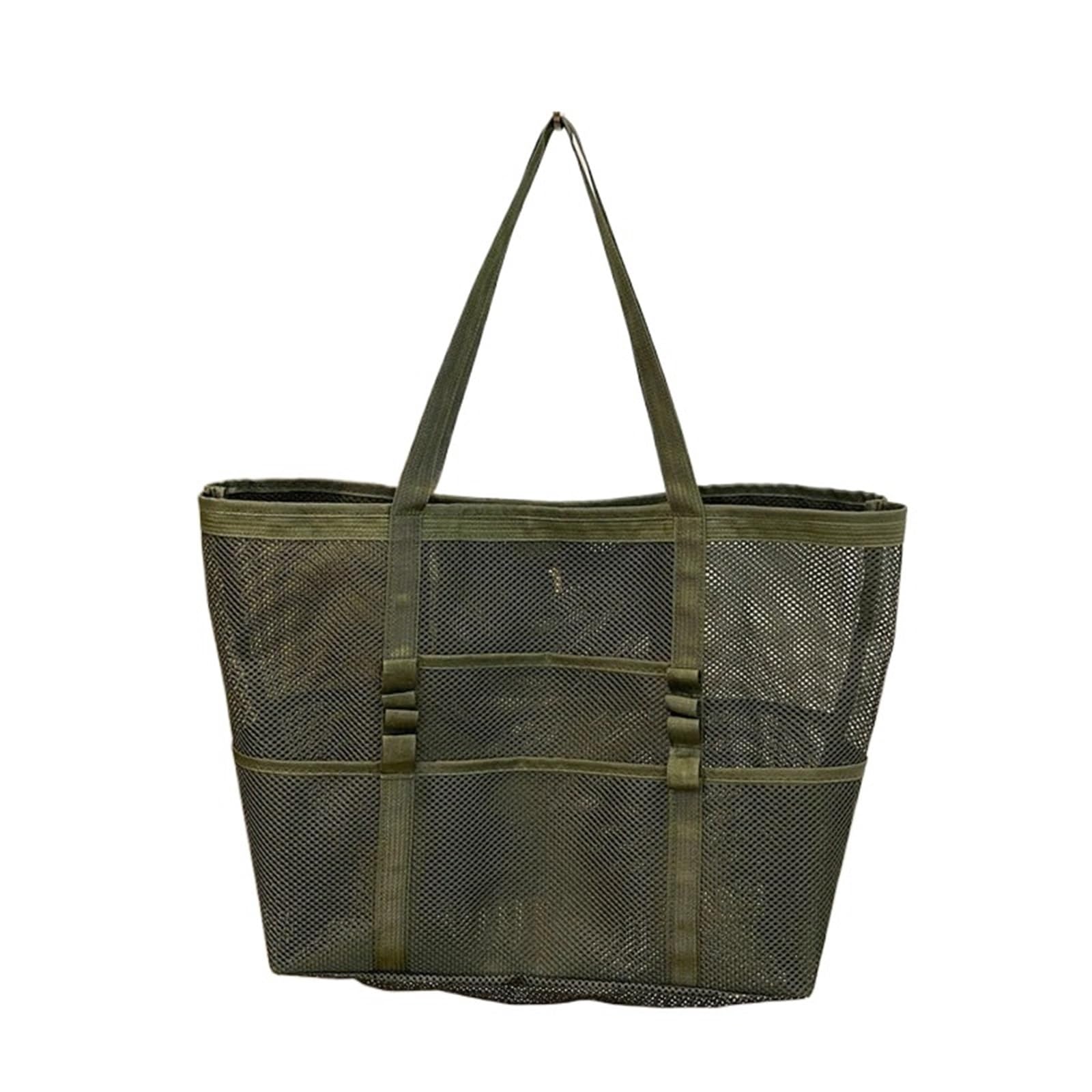 Bolsa De Playa Portable Mesh Beach Bag For Women Makeup Travel Storage Wash Bag Summer Travel Swimming Bath Bag Organizer Shopper Totes para Viajes A La Playa(Green)