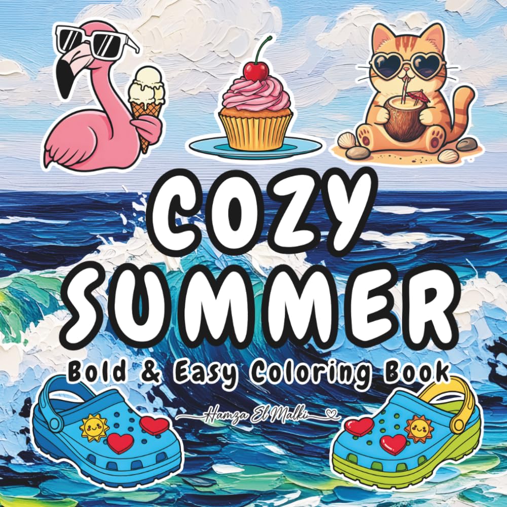 Cozy Summer Coloring Book: Fun Summer Designs for Adults and Teens Featuring Bold and Easy Illustrations for Relaxation and Stress Relief