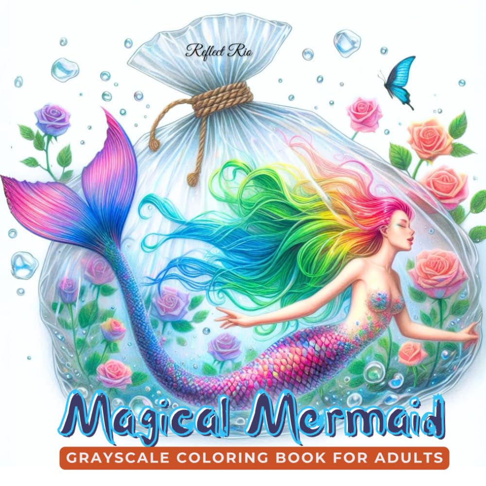Magical Mermaids Coloring Book: Beautiful and Enchanted Mermaids in Miniature Worlds - A Unique and Whimsical Adult Grayscale Coloring Book for Stress Relief (Magical World Inside A Little Thing)