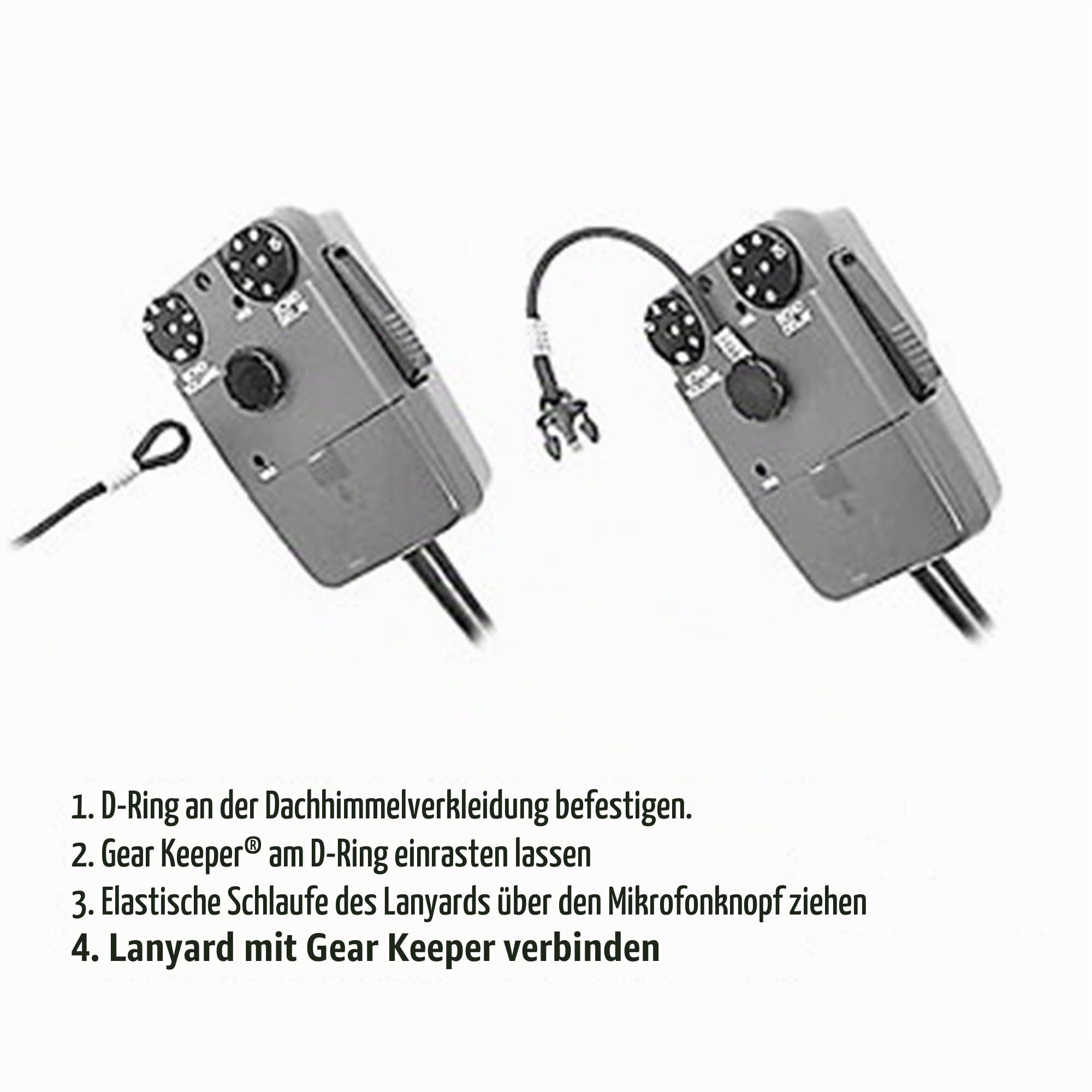 Gear Keeper CB Radio-Mikrofonhalter – einziehbarer Mikrofonhalter mit robuster Schnappclip-Halterung für LKW-Radio – CB-Radiozubehör mit Umhängeband und Montagezubehör –