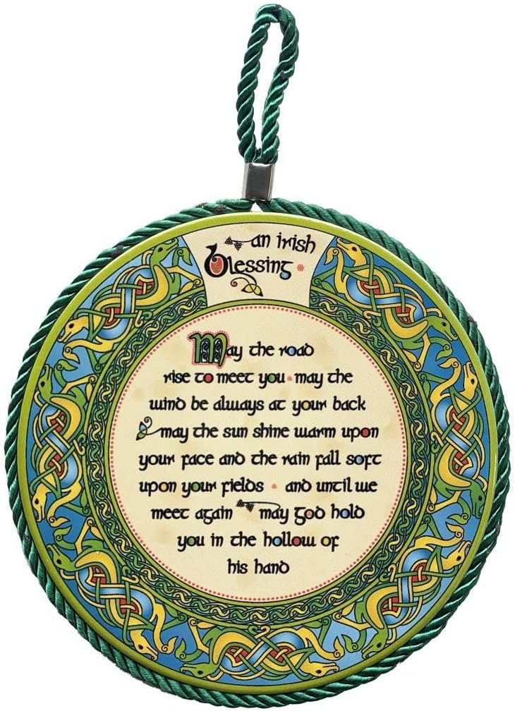 Irish Weave Ceramic Pot Stand / Hanging Decoration With Irish Blessing Design