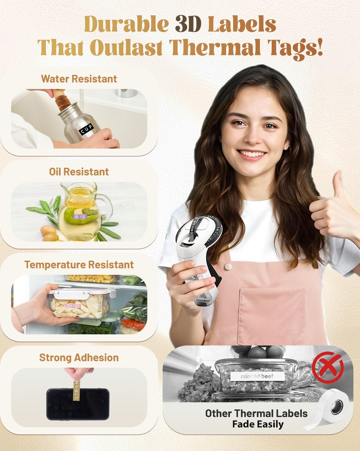 Embossing Label Maker, Scrapbook Supplies Junk Journal Kit, Vintage Embossed Label Maker Machine with 10-Roll Color 3D Tapes, Retro Manual Embosser for Home DIY Crafts & Scrapbooking, Omega-S - Image 8