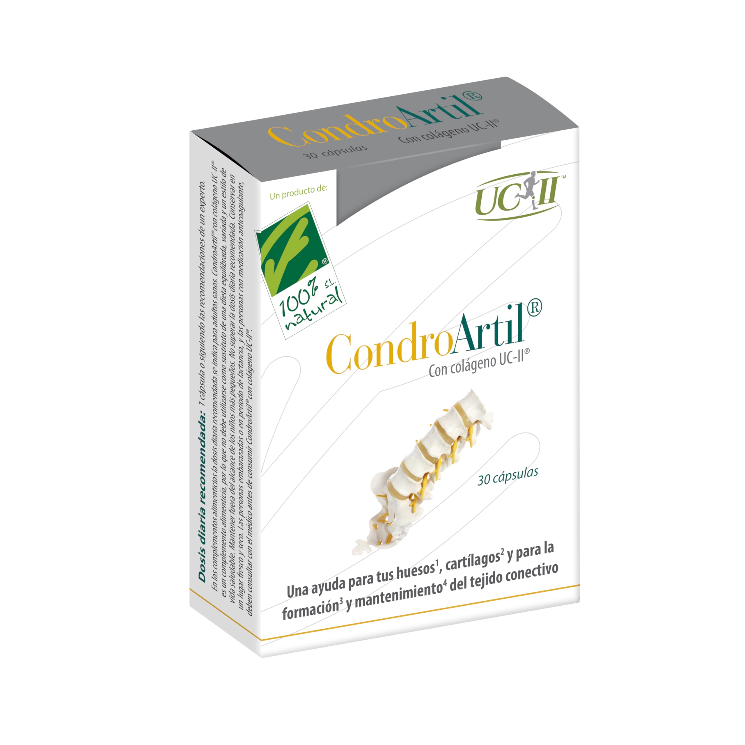 CondroArtil® con Colágeno UC-II® - 30 Cápsulas - Ayuda a Fortalecer los Huesos y Cartílagos - Contribuye a la Formación y Mantenimiento del Tejido Conectivo - Con Vitaminas C, D3 y K2-100% Natural