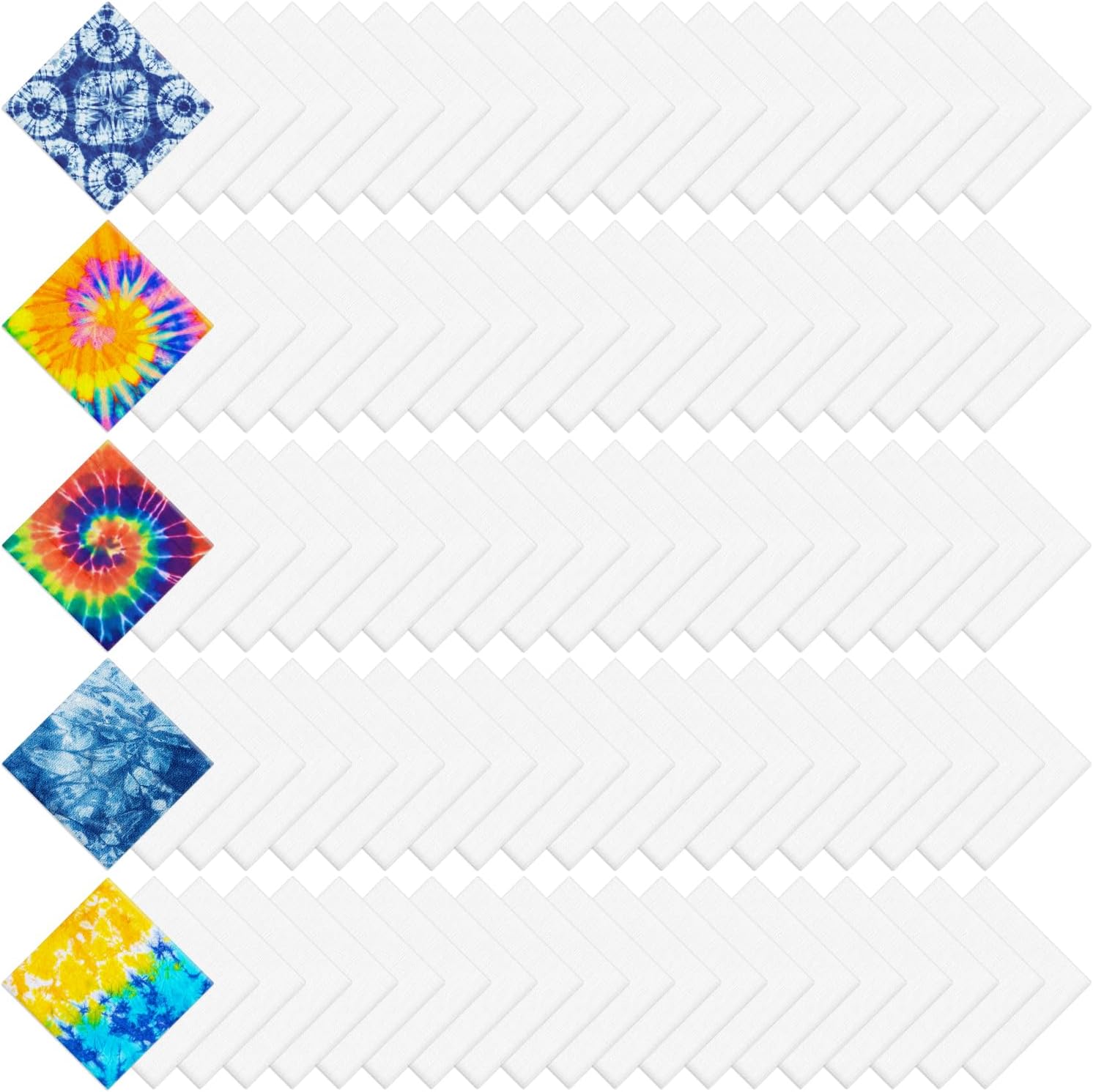 22 x 22 Inch White Bandanas Bulk for Tie Dye, Solid Cotton Bandanas, Multipurpose Head Wraps DIY for Men Women Pets